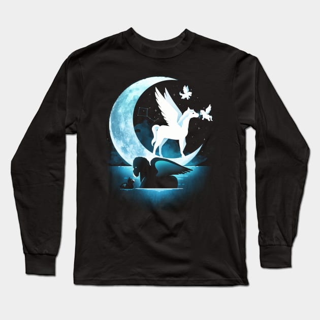 Pegasus Moon Long Sleeve T-Shirt by Vallina84